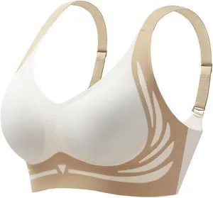 NEW Retails $45 TAIMEI WHITE/CREAM Super Gather Bra Wireless Push-Up Bra Comfortable Gather Bra Lift Bra Women Lingerie Everyday Sports Bras Sz L