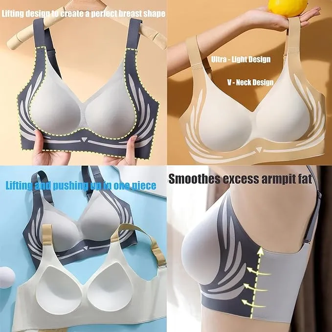 NEW Retails $45 TAIMEI WHITE/CREAM Super Gather Bra Wireless Push-Up Bra Comfortable Gather Bra Lift Bra Women Lingerie Everyday Sports Bras Sz L