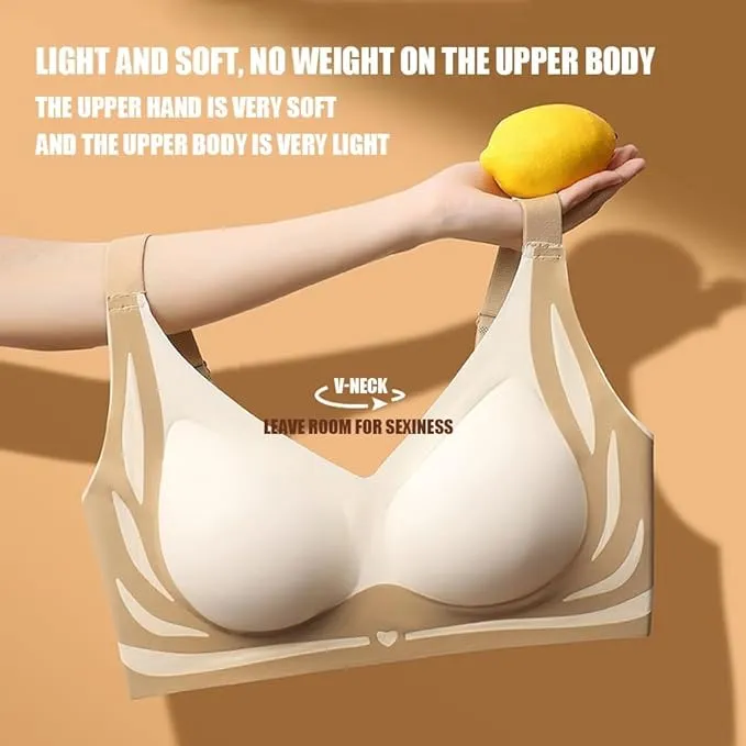 NEW Retails $45 TAIMEI WHITE/CREAM Super Gather Bra Wireless Push-Up Bra Comfortable Gather Bra Lift Bra Women Lingerie Everyday Sports Bras Sz L