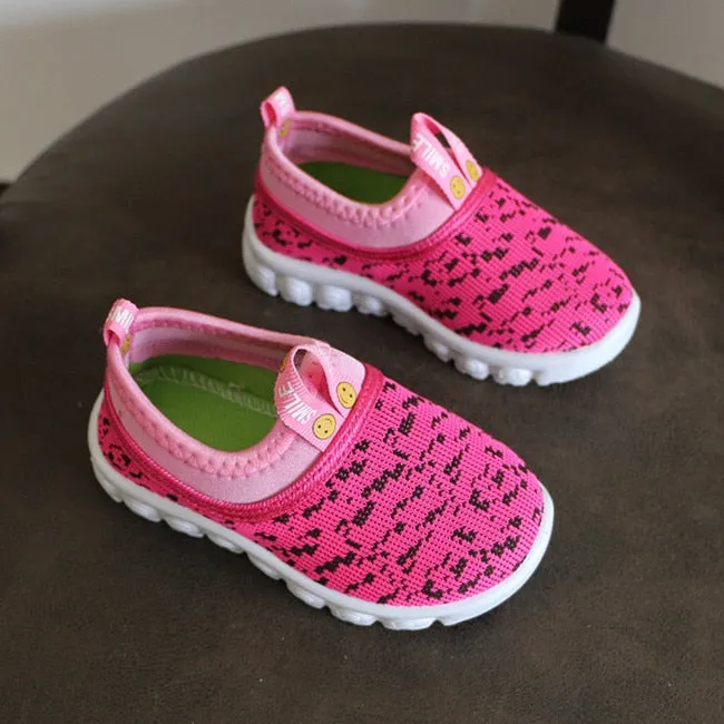 New Soft Kids Shoes Candy Color Woven Fabric Air Mesh Sneakers
