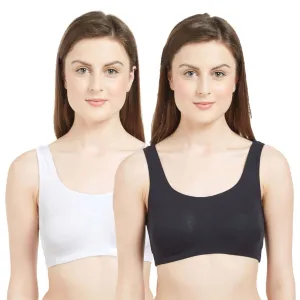 Non Wired Non Padded Full Coverage Low Impact Slip on Sports Bra (Pack of 2)