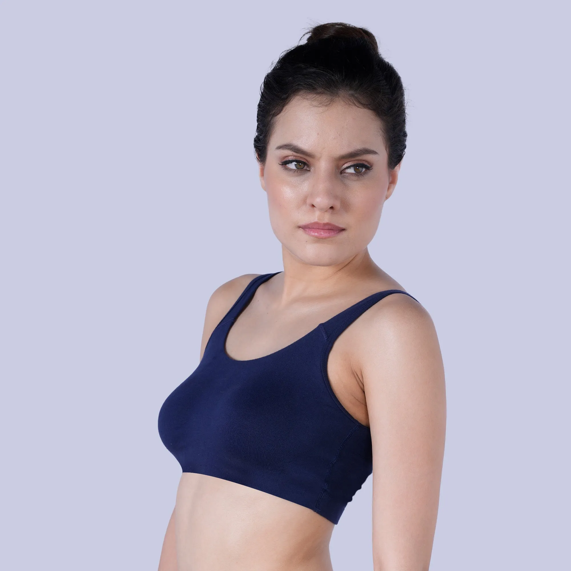 Non Wired Non Padded Full Coverage Low Impact Slip on Sports Bra