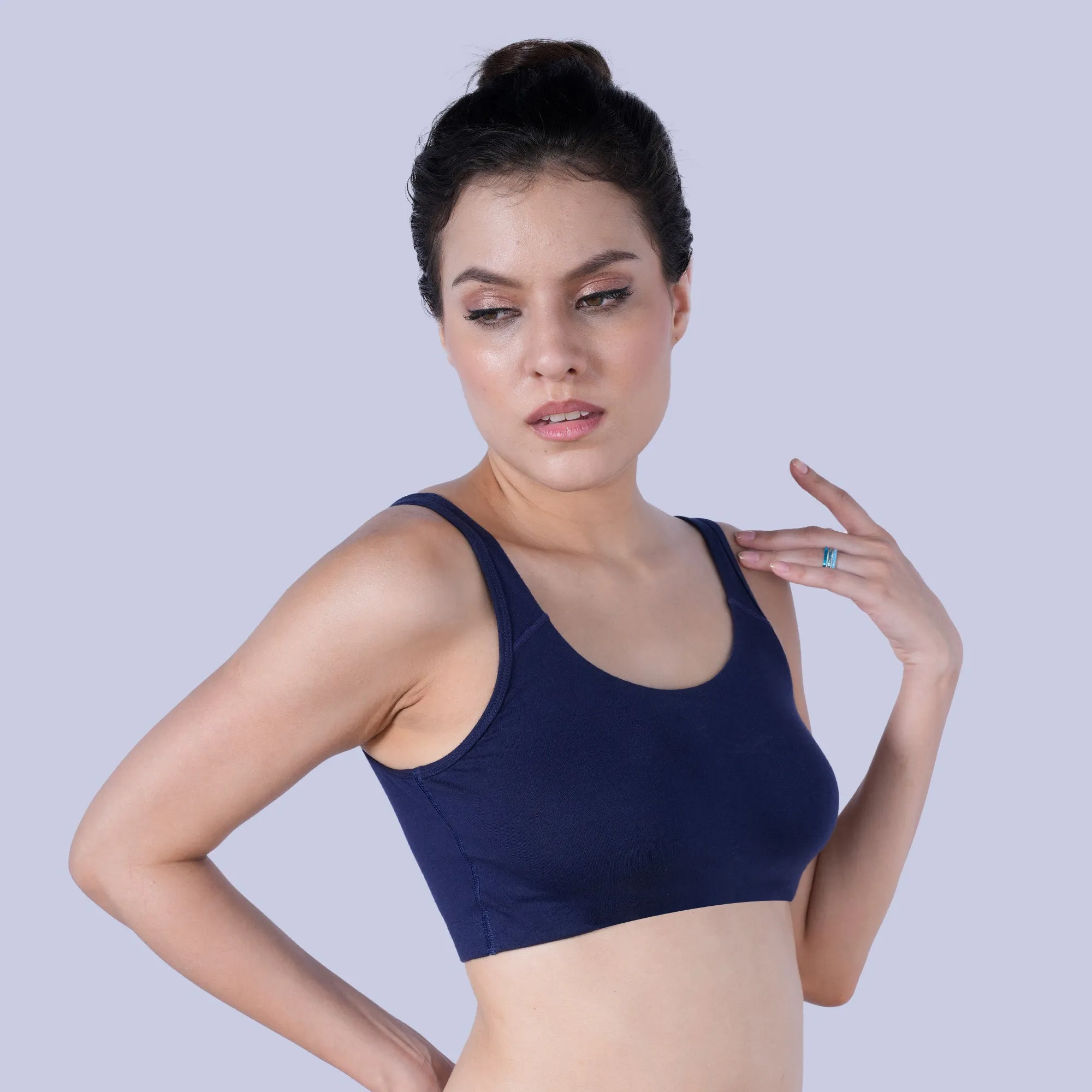 Non Wired Non Padded Full Coverage Low Impact Slip on Sports Bra