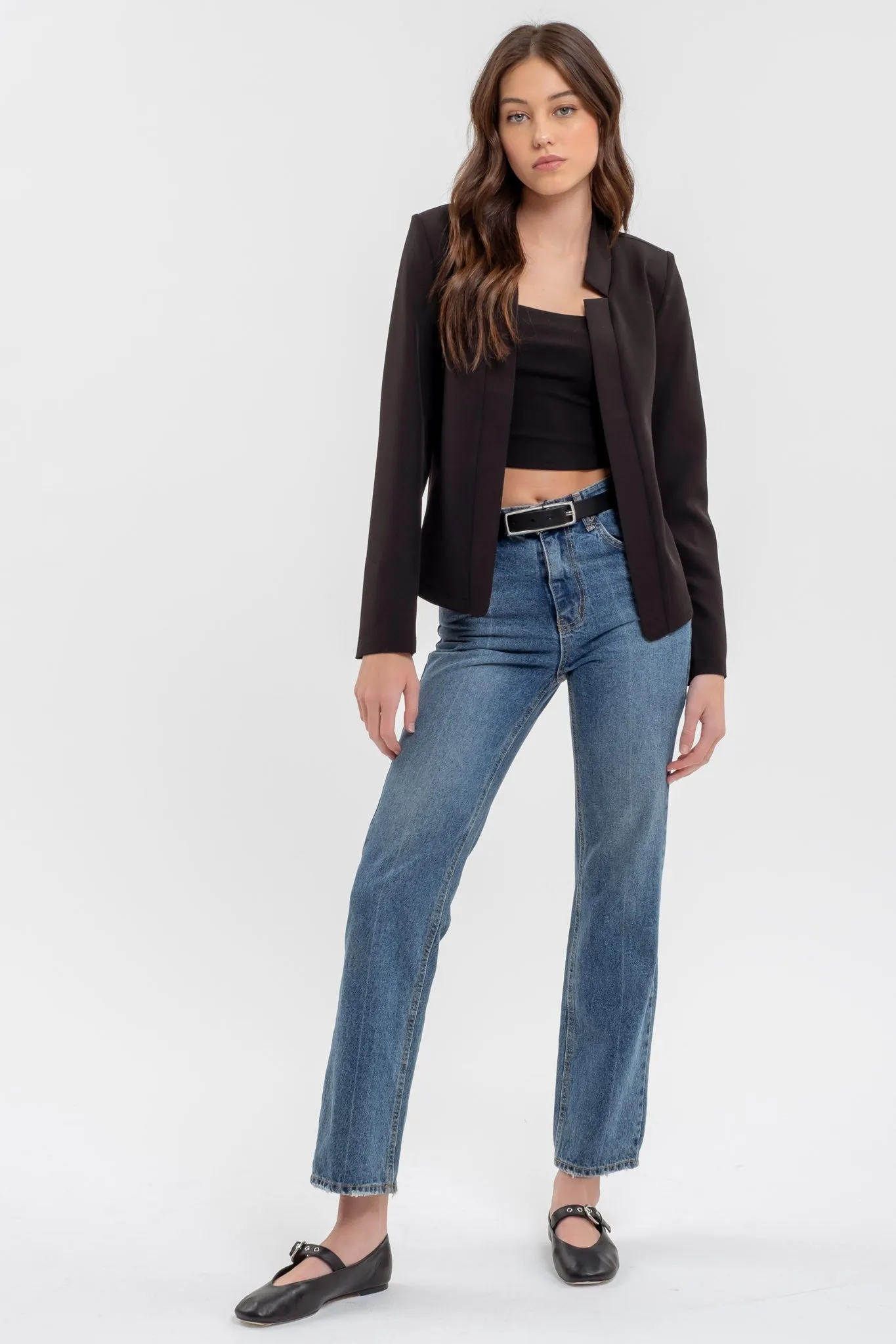 Notch Collar Long Sleeve Blazer CR2314