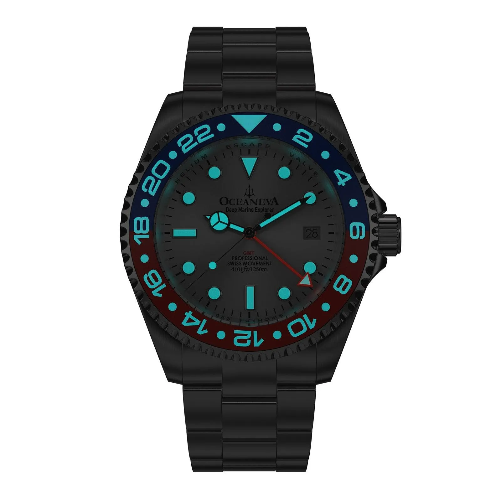 Oceaneva Deep Marine Explorer GMT 1250M Pro Diver Blue Red