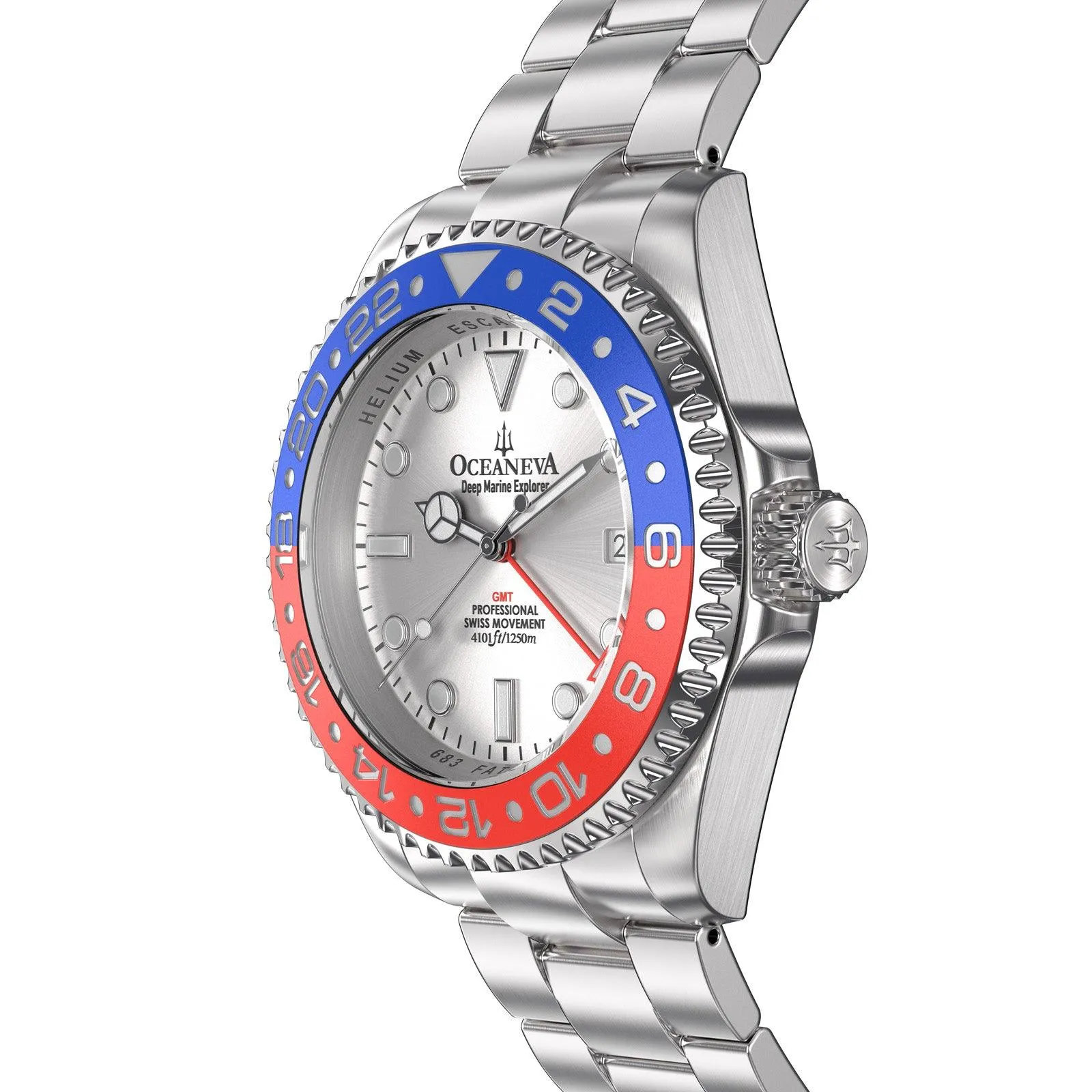 Oceaneva Deep Marine Explorer GMT 1250M Pro Diver Blue Red