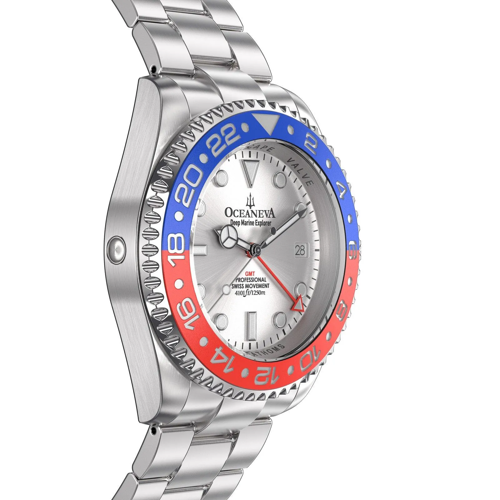 Oceaneva Deep Marine Explorer GMT 1250M Pro Diver Blue Red
