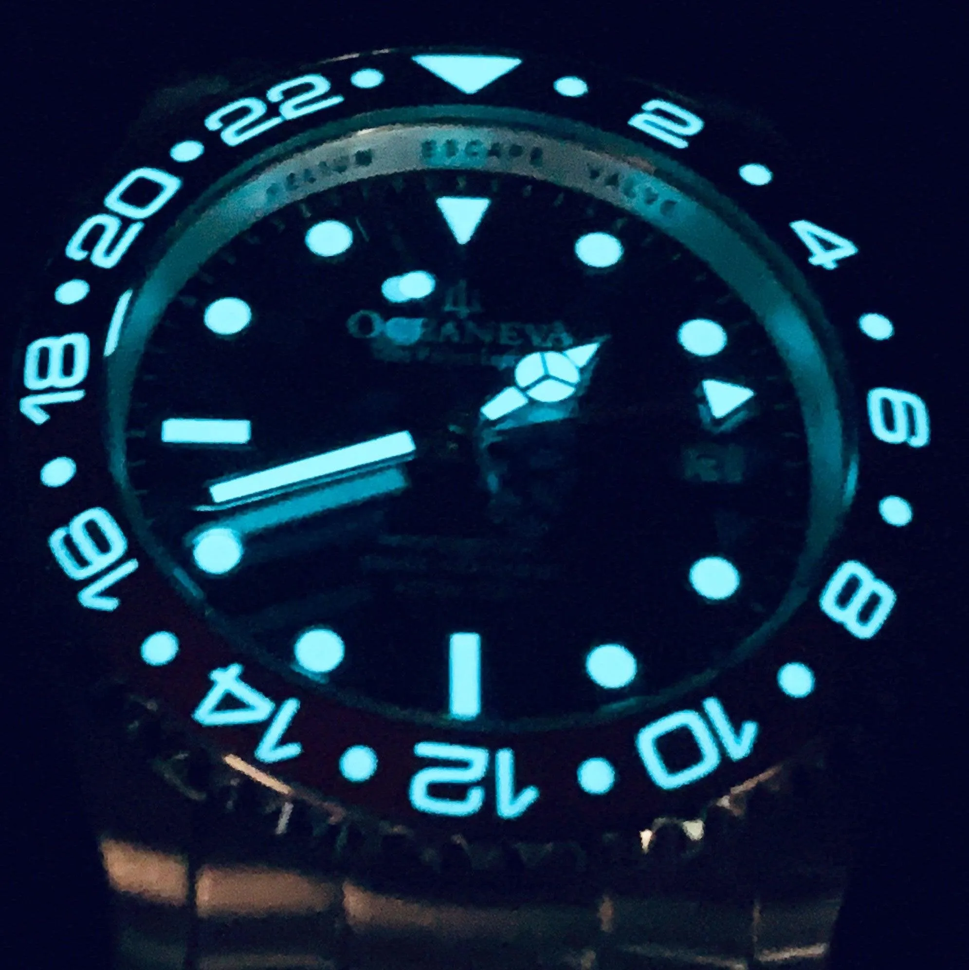 Oceaneva Deep Marine Explorer GMT 1250M Pro Diver Blue Red