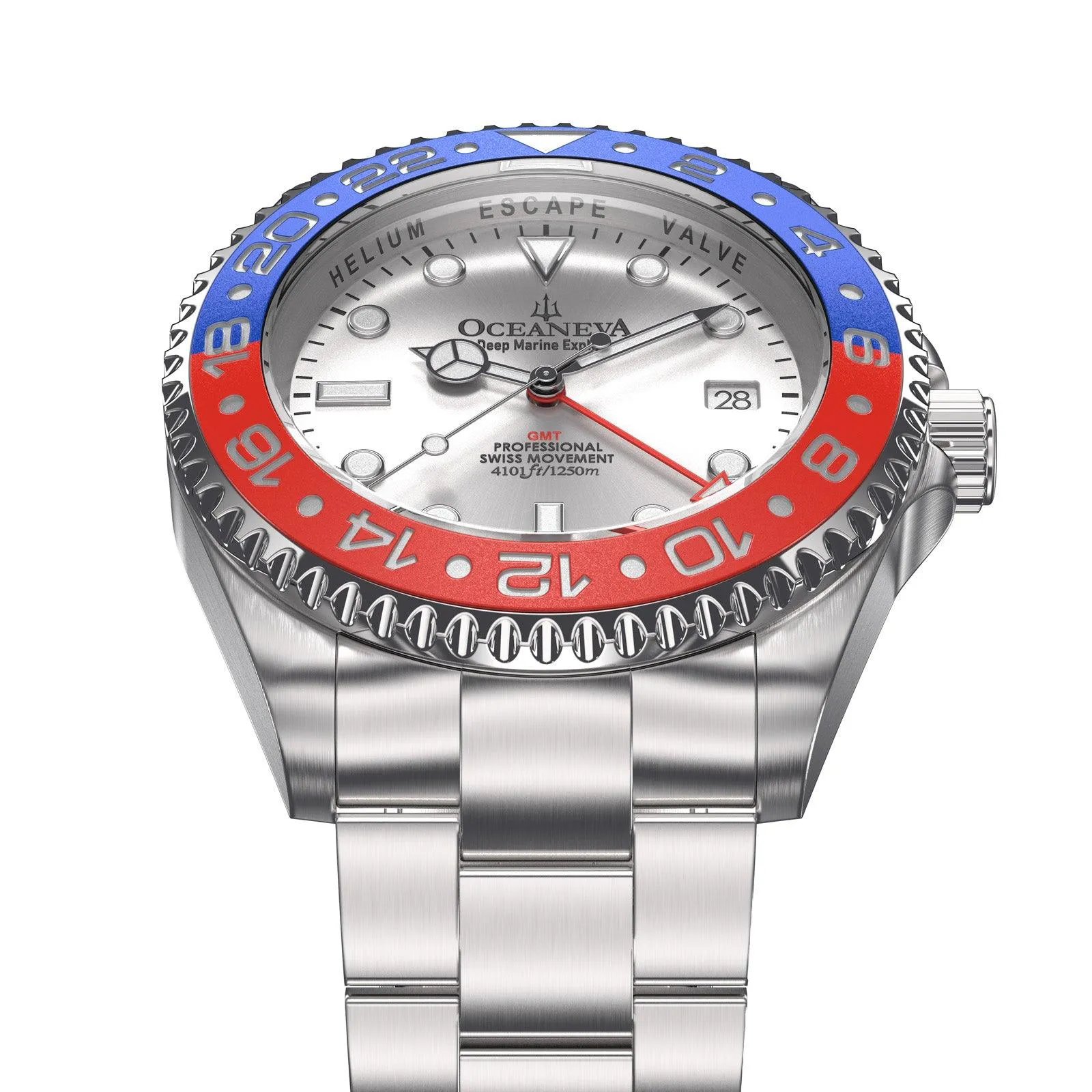 Oceaneva Deep Marine Explorer GMT 1250M Pro Diver Blue Red