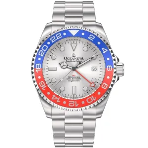 Oceaneva Deep Marine Explorer GMT 1250M Pro Diver Blue Red