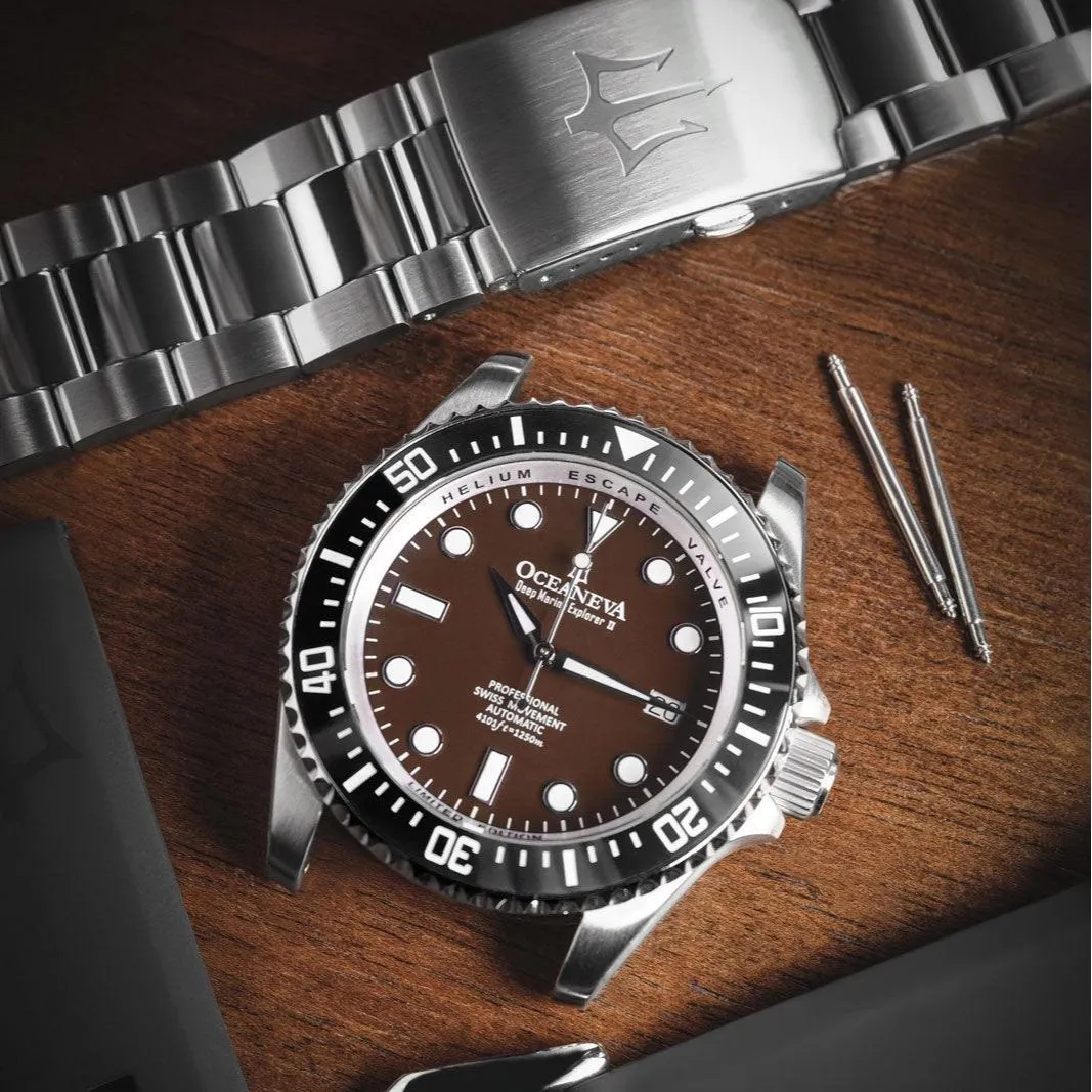 Oceaneva Deep Marine Explorer II Automatic 1250M Pro Diver Black Brown Limited Edition