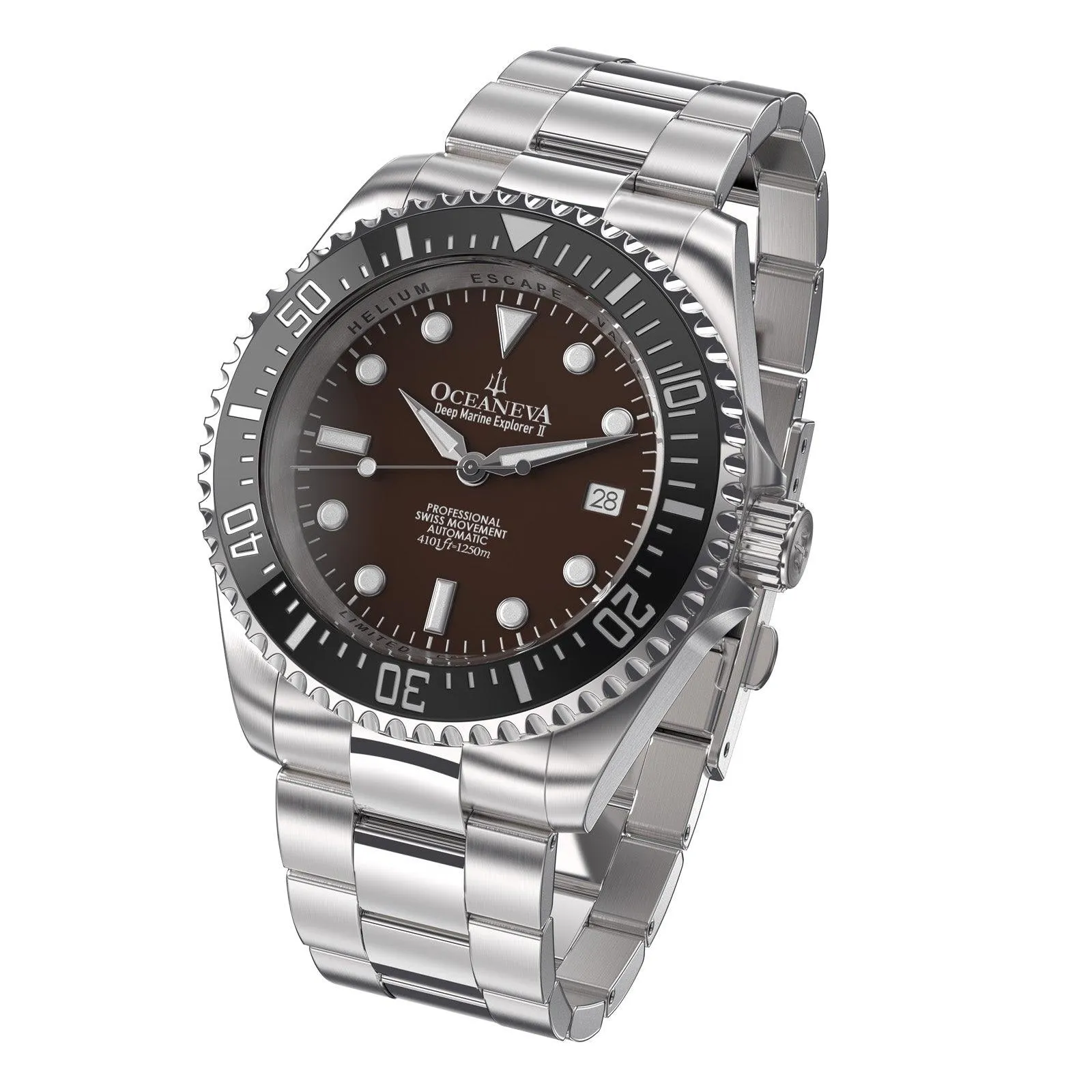 Oceaneva Deep Marine Explorer II Automatic 1250M Pro Diver Black Brown Limited Edition