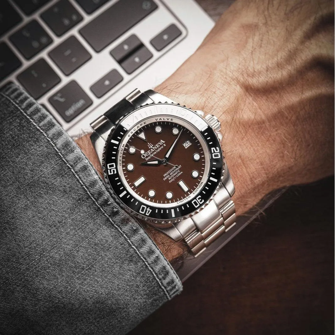 Oceaneva Deep Marine Explorer II Automatic 1250M Pro Diver Black Brown Limited Edition