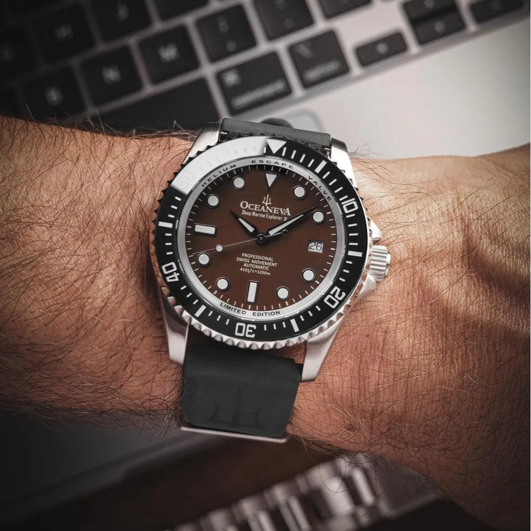 Oceaneva Deep Marine Explorer II Automatic 1250M Pro Diver Black Brown Limited Edition