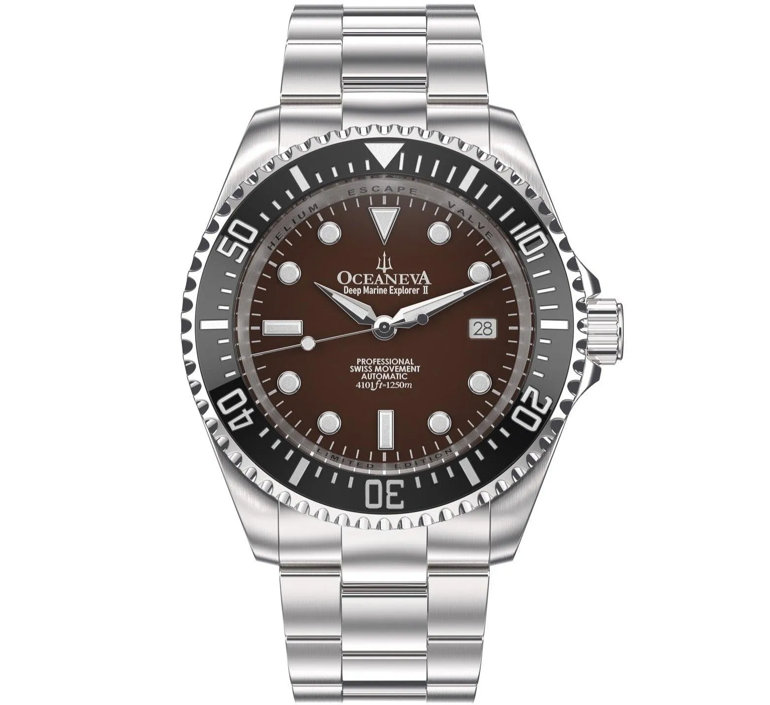 Oceaneva Deep Marine Explorer II Automatic 1250M Pro Diver Black Brown Limited Edition