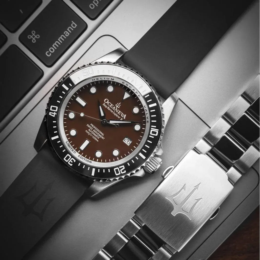 Oceaneva Deep Marine Explorer II Automatic 1250M Pro Diver Black Brown Limited Edition