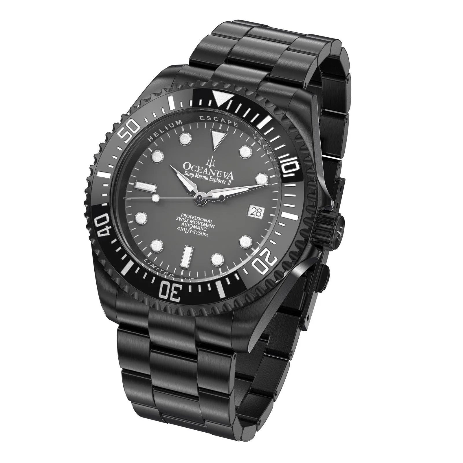 Oceaneva Deep Marine Explorer II Automatic 1250M Pro Diver Gray Black IP Limited Edition