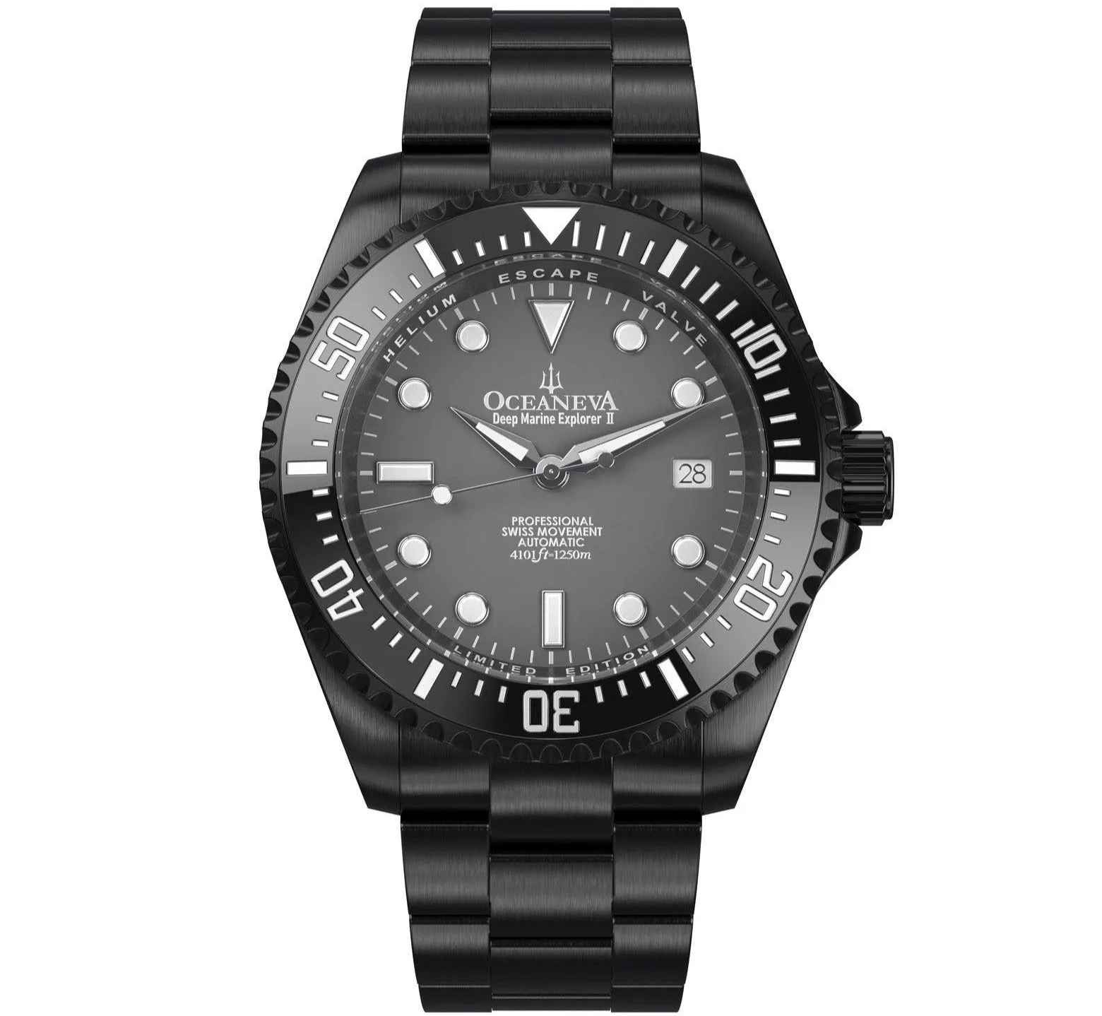Oceaneva Deep Marine Explorer II Automatic 1250M Pro Diver Gray Black IP Limited Edition