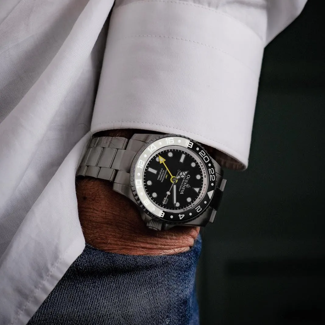 Oceaneva Titanium Deep Marine Explorer GMT Automatic 1250M Black