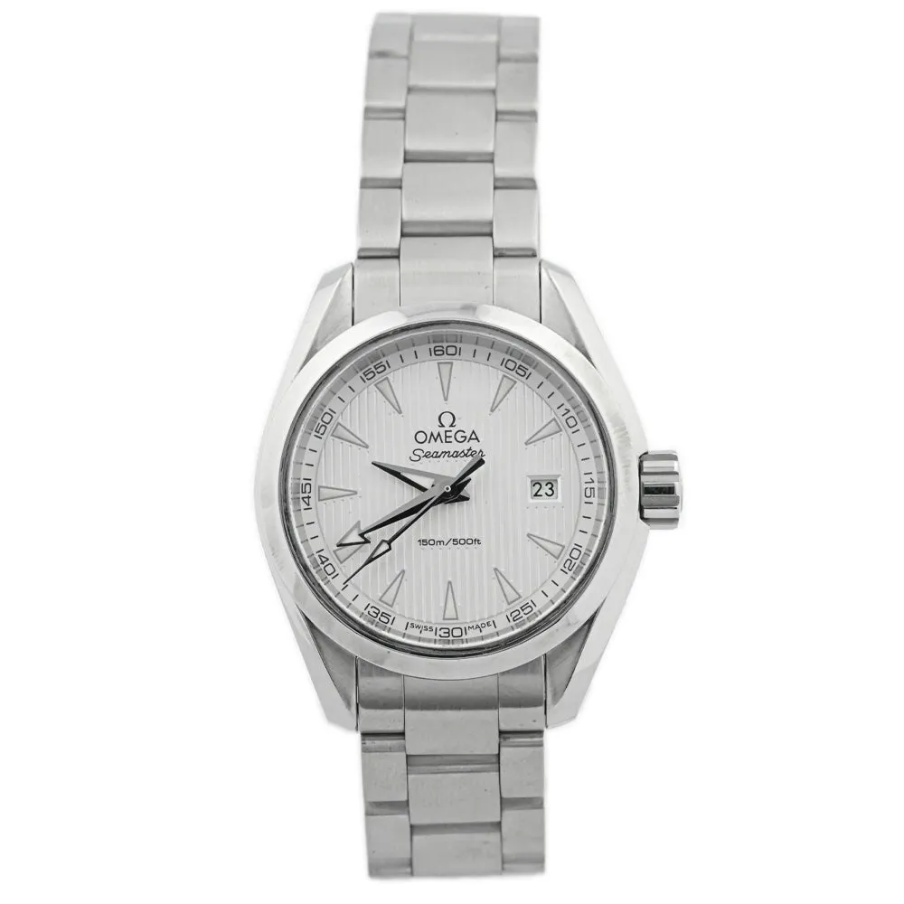 Omega Ladies Seamaster AQUA Terra Quartz Stainless Steel 30mm Silver Stick Dial Watch Reference #: 231.10.30.60.02.001