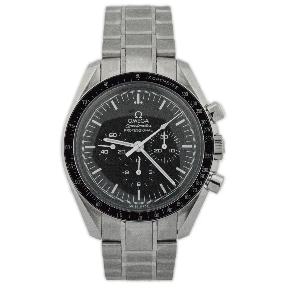 Omega Men's Speedmaster Moonwatch Stainless Steel 42mm Black Chronograph Stick Dial Watch Reference #: 311.30.42.30.01.005