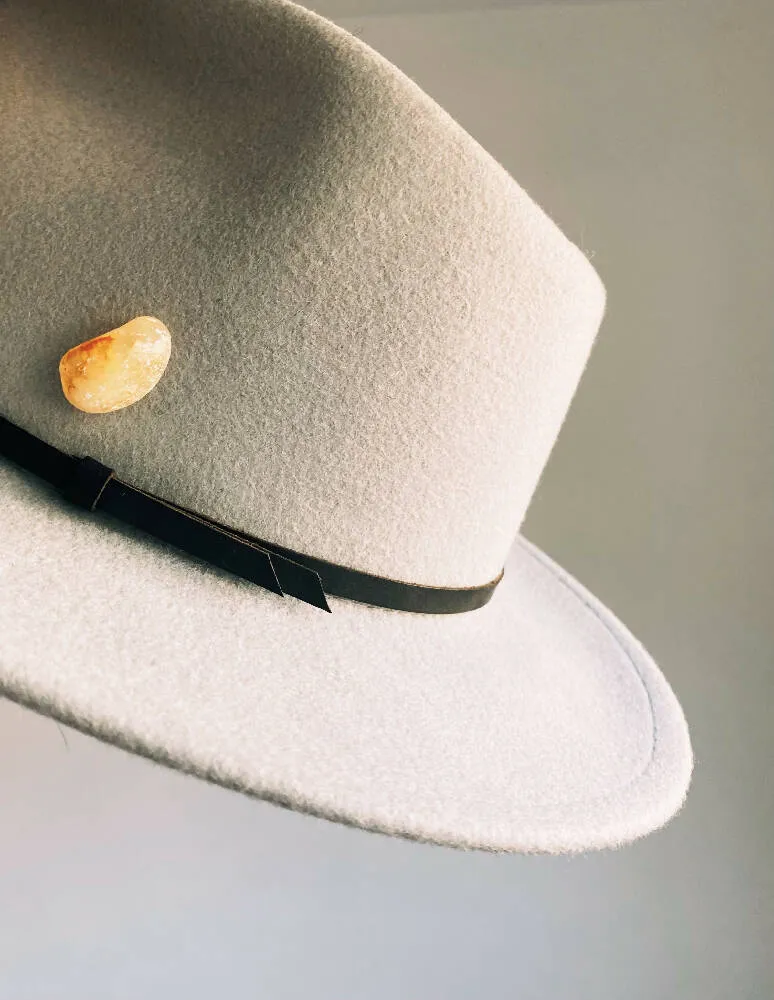 One Of A Kind Sea Stone Hat and Tie Pin