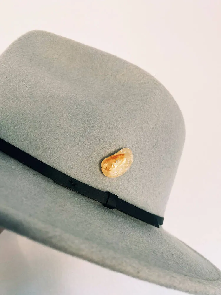 One Of A Kind Sea Stone Hat and Tie Pin