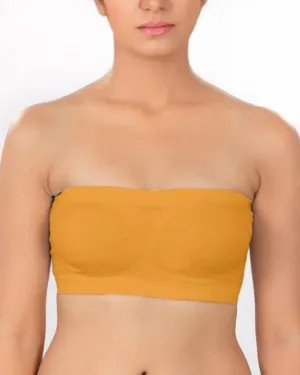 Orange Strapless Sports Bra - Soft & Non Padded Bra