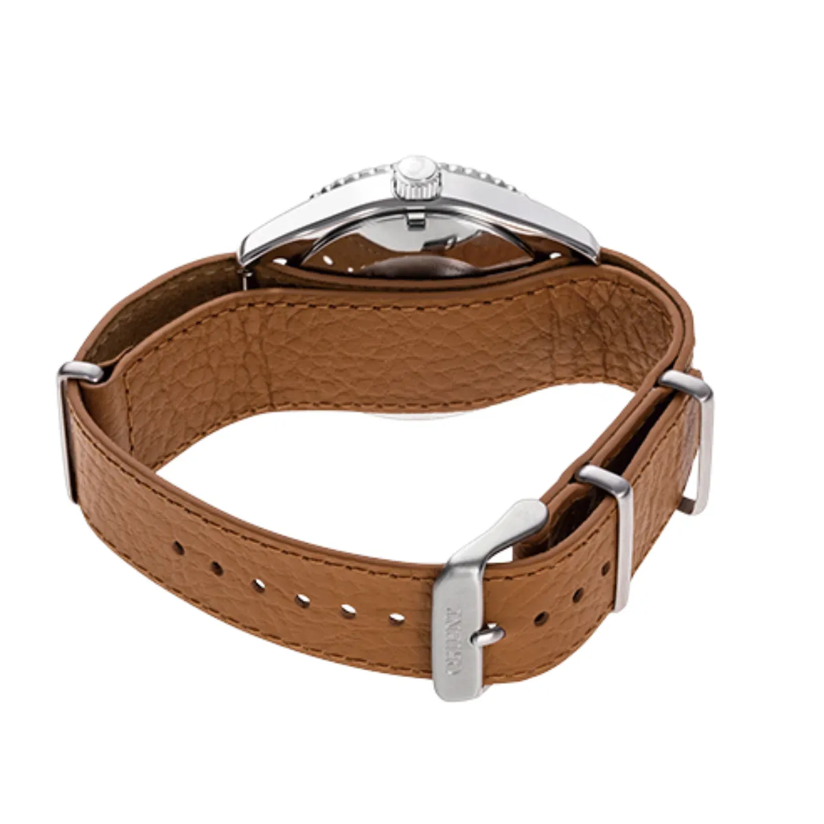 Orient RA-AC0Q05P Mako 40 Automatic Orange Dial Leather Mens Watch