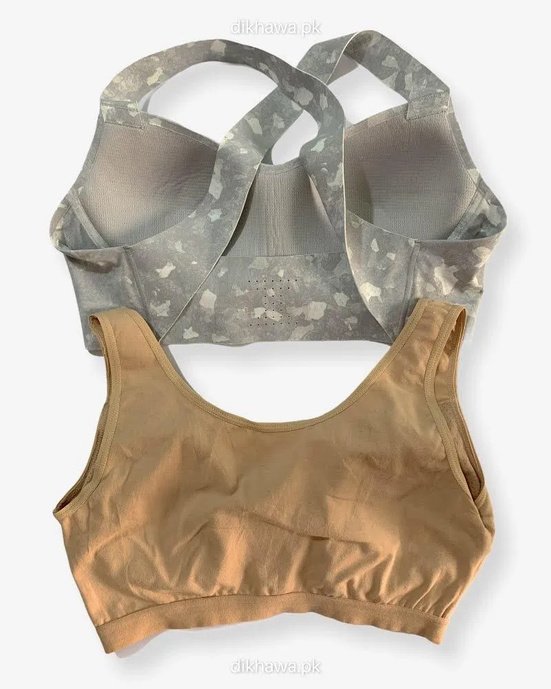 Pack Of 2 - Impact Padded Sports Bra With Mesh PanelsLadies Jogging Bra Imported Stocklot Branded Sports Bra