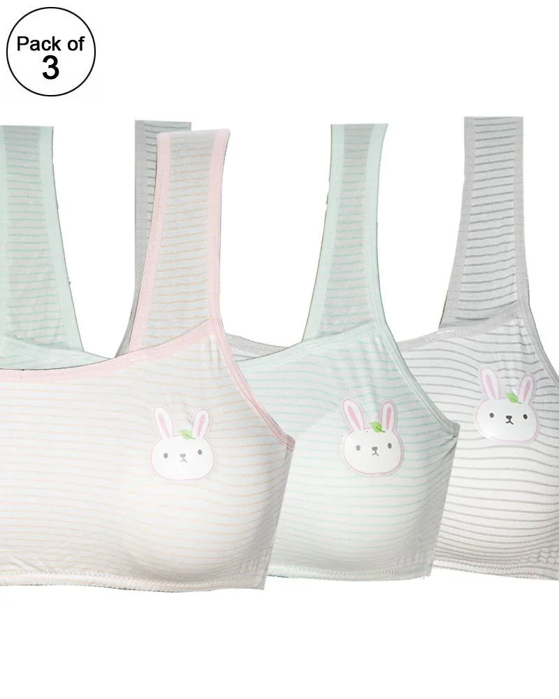 Pack of 3 -  Comforts Cotton Bra for Women, Wirefree Bra For Ladies