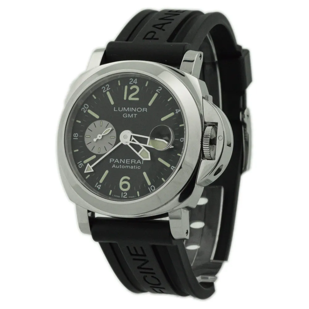 Panerai Men's Luminor GMT Stainless Steel 44mm Black Stick & Arabic Dial Watch Reference #: PAM01088