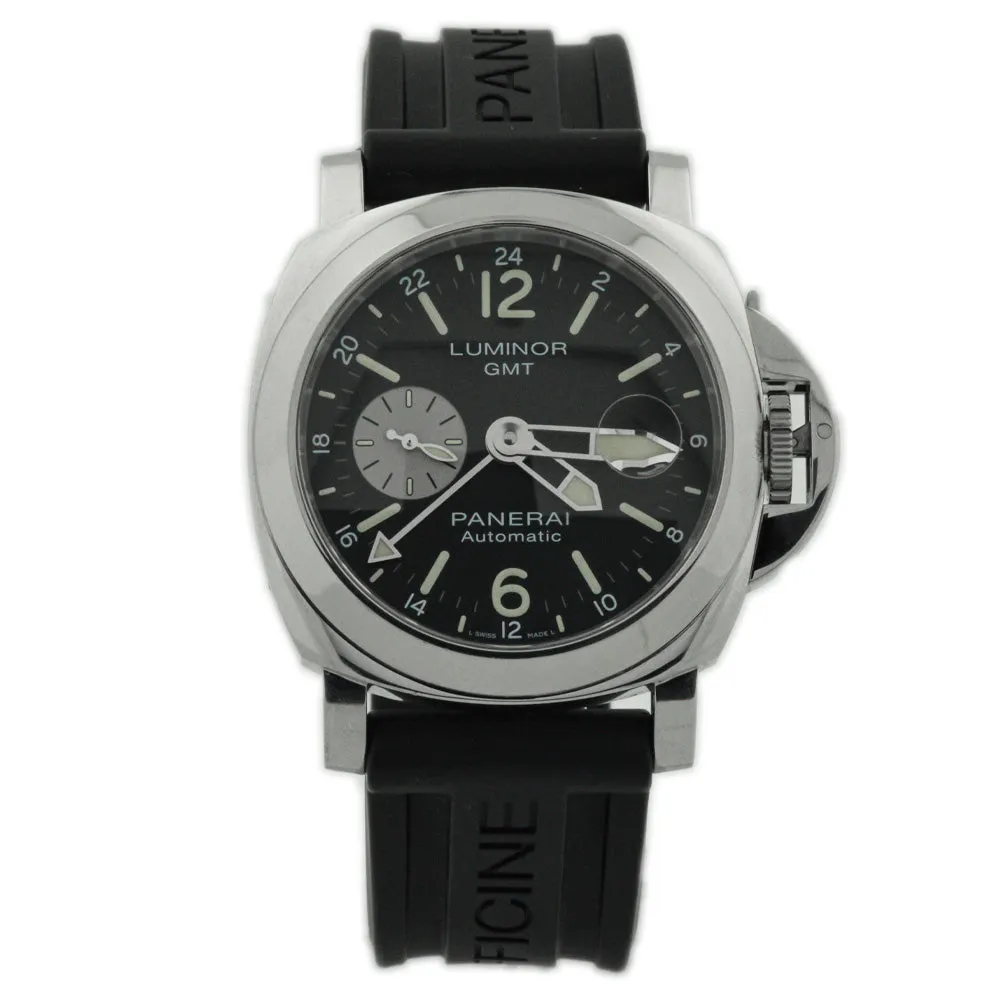 Panerai Men's Luminor GMT Stainless Steel 44mm Black Stick & Arabic Dial Watch Reference #: PAM01088
