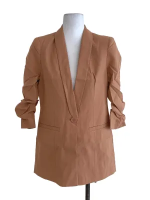 Peach Plain Blazer Outerwear