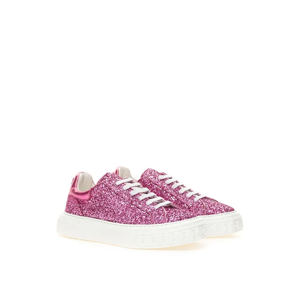 Pink Fabric And Leather Sneaker