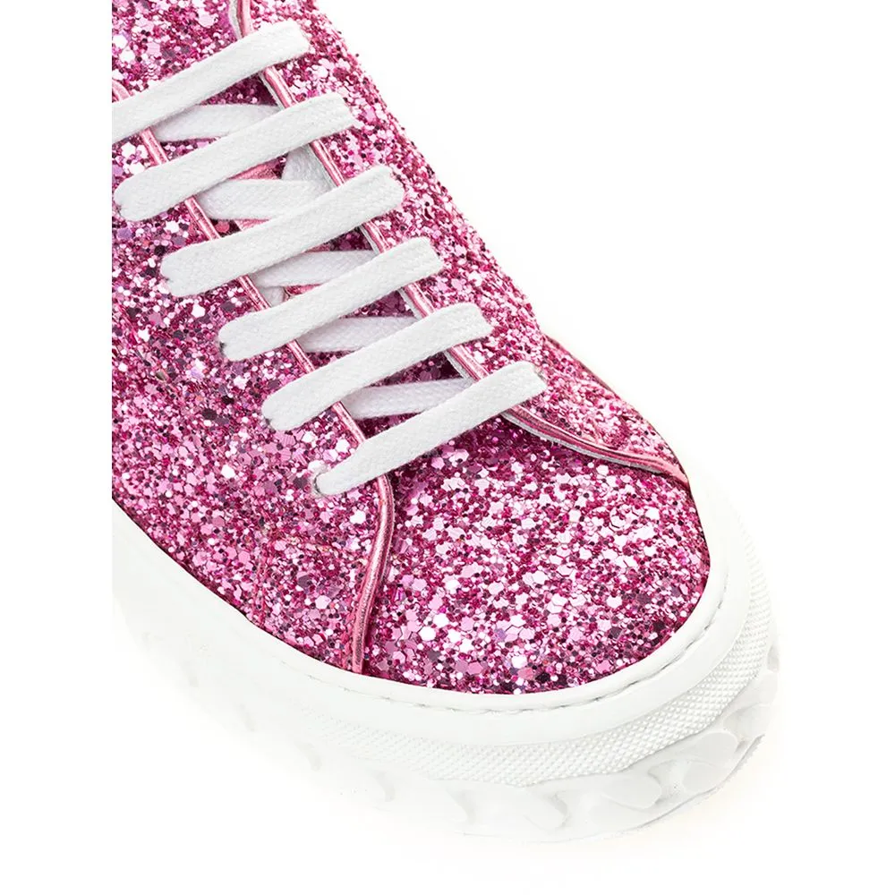 Pink Fabric And Leather Sneaker