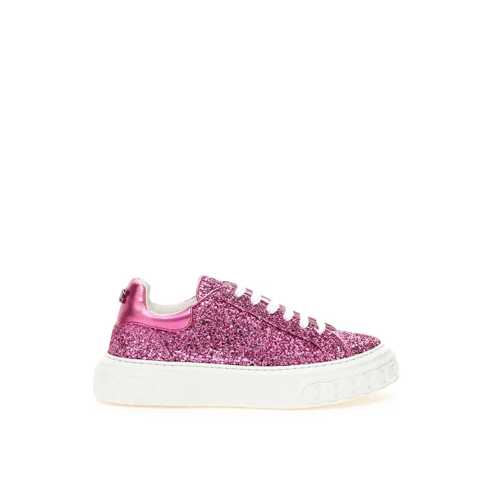 Pink Fabric And Leather Sneaker