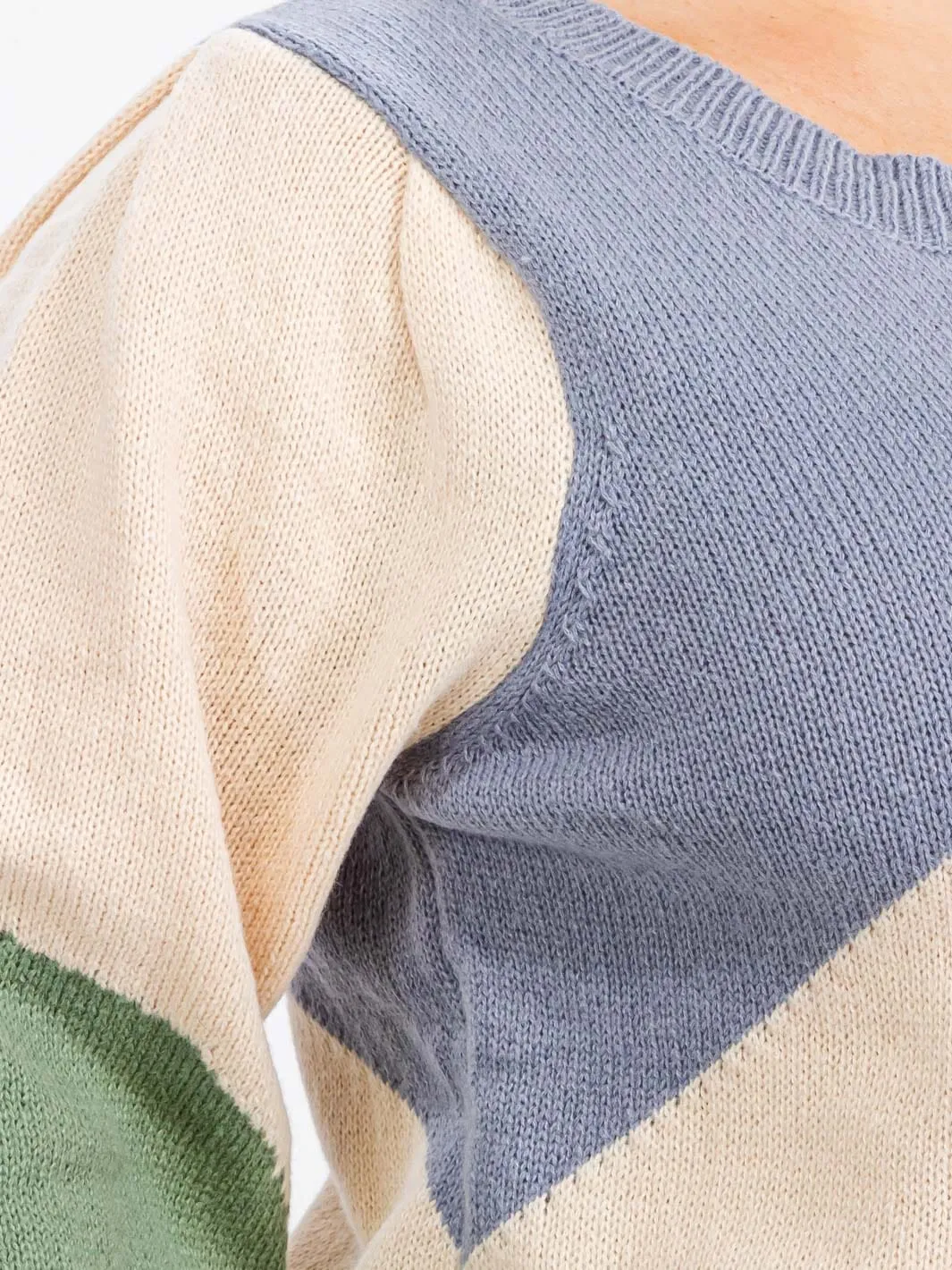 PLUS SIZE LONG SLEEVE COLORBLOCK PULLOVER SWEATER