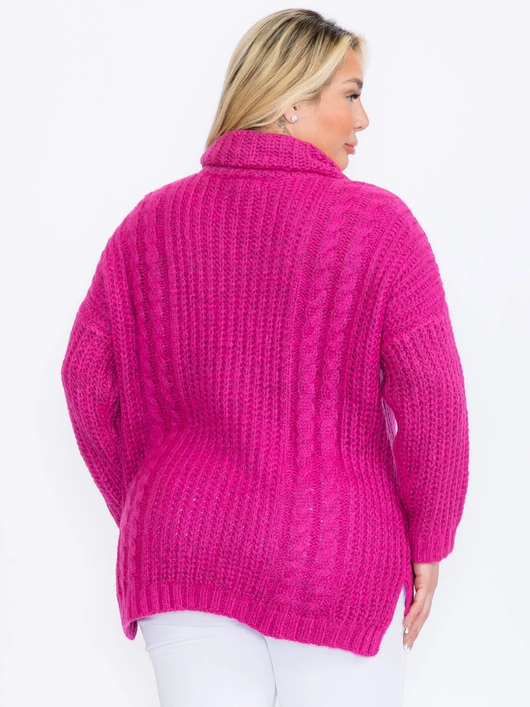 PLUS SIZE LONG SLEEVES PULLOVER TURTLE NECK SWEATER