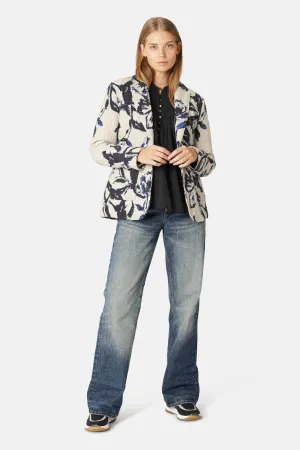 Quiltad Blazer - Beige Artsy Stroke Flower