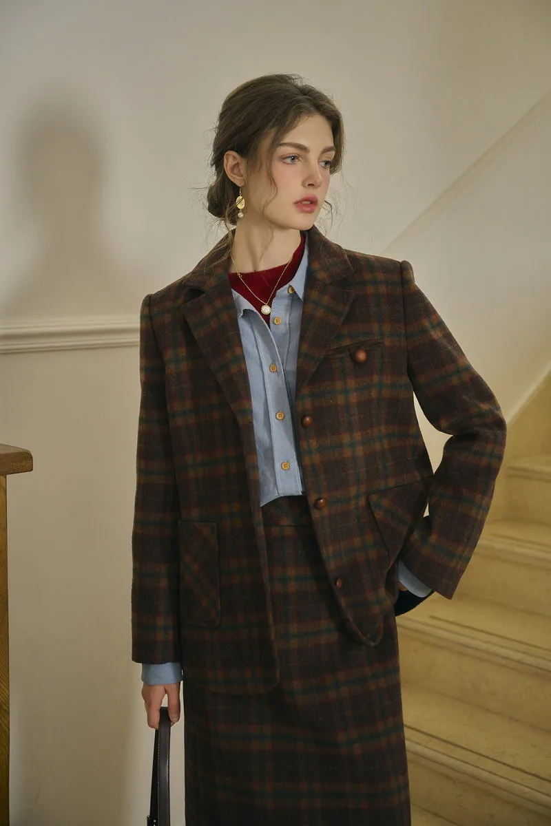 Retro Check Blazer / Skirt