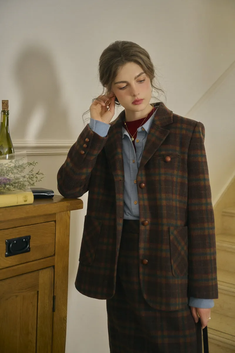 Retro Check Blazer / Skirt