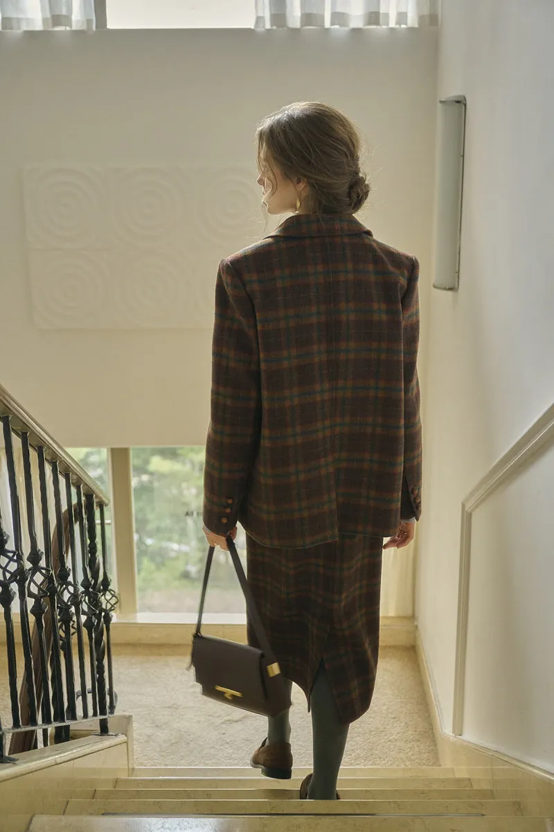 Retro Check Blazer / Skirt