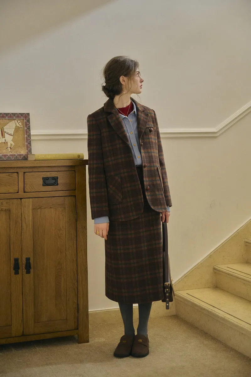 Retro Check Blazer / Skirt