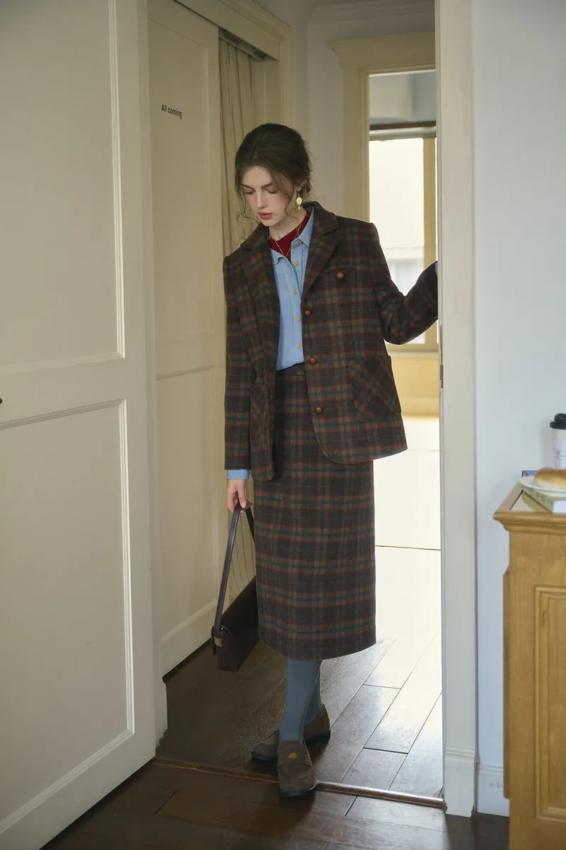 Retro Check Blazer / Skirt