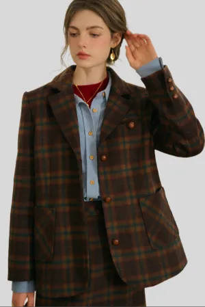 Retro Check Blazer / Skirt