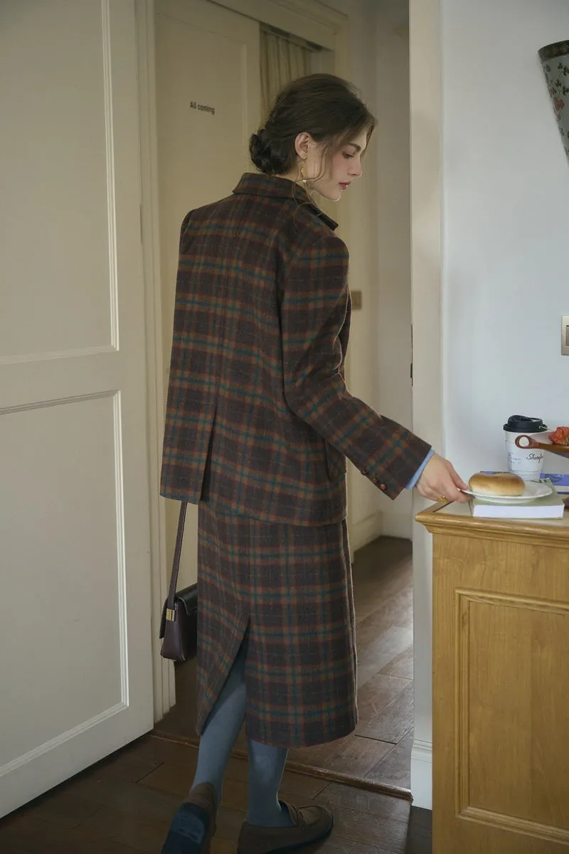 Retro Check Blazer / Skirt