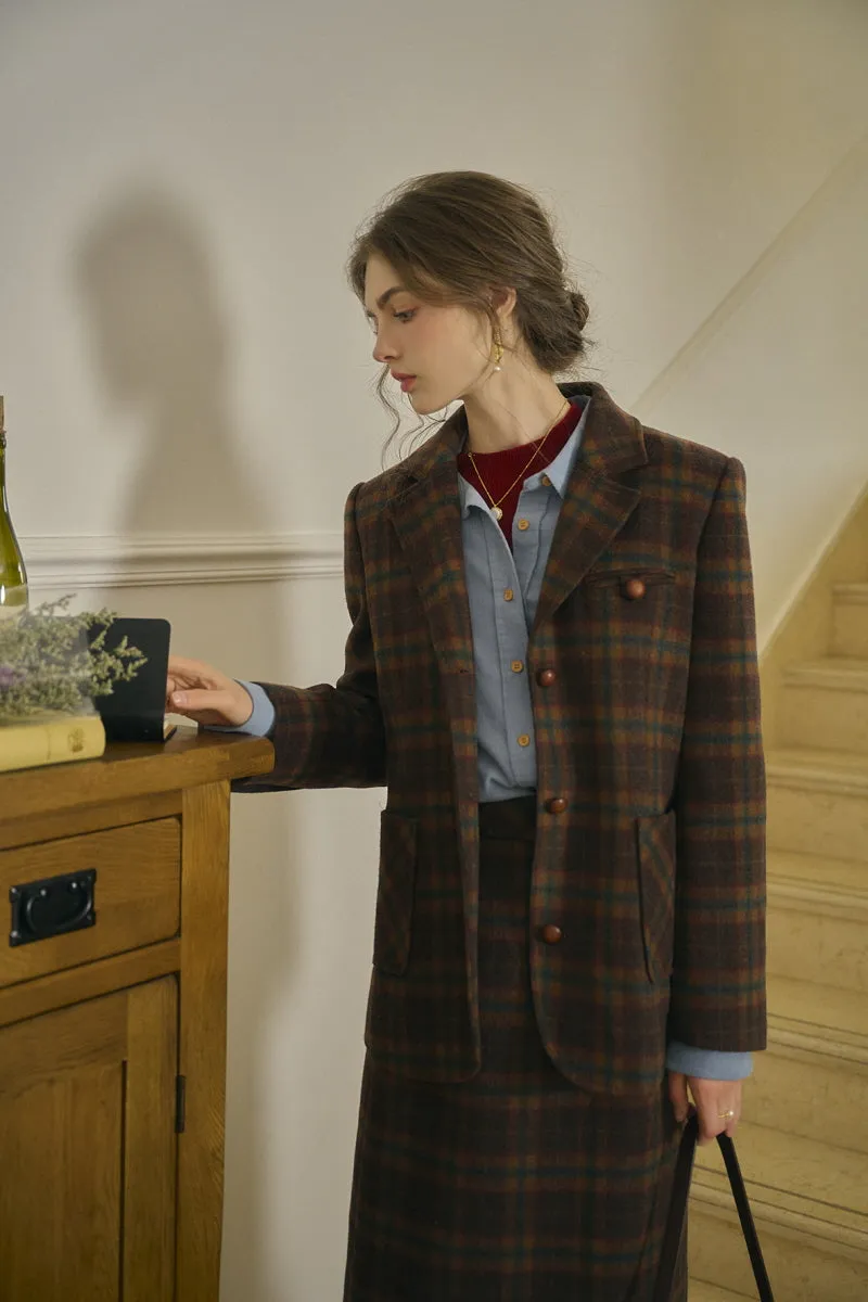 Retro Check Blazer / Skirt