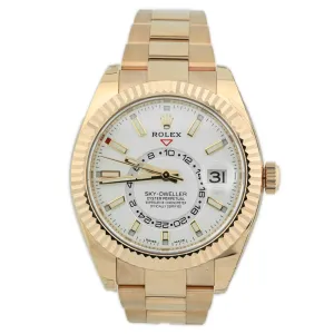 Rolex Men's Sky-Dweller 18K Rose Gold 42mm White Stick Dial Watch Reference #: 326935