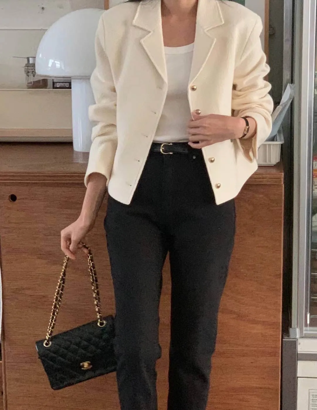 SACHI WOOL ALPACA CROP BLAZER IVORY